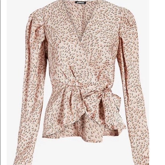 Express Pink Cheetah Print Peplum Blouse NWT - Picture 1 of 5